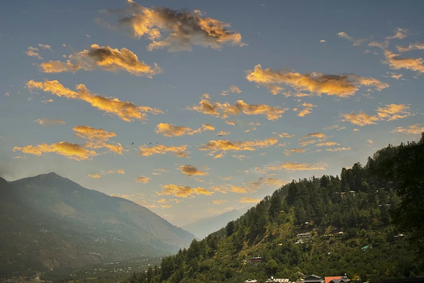 Manali hillside buildings and mountain landscape